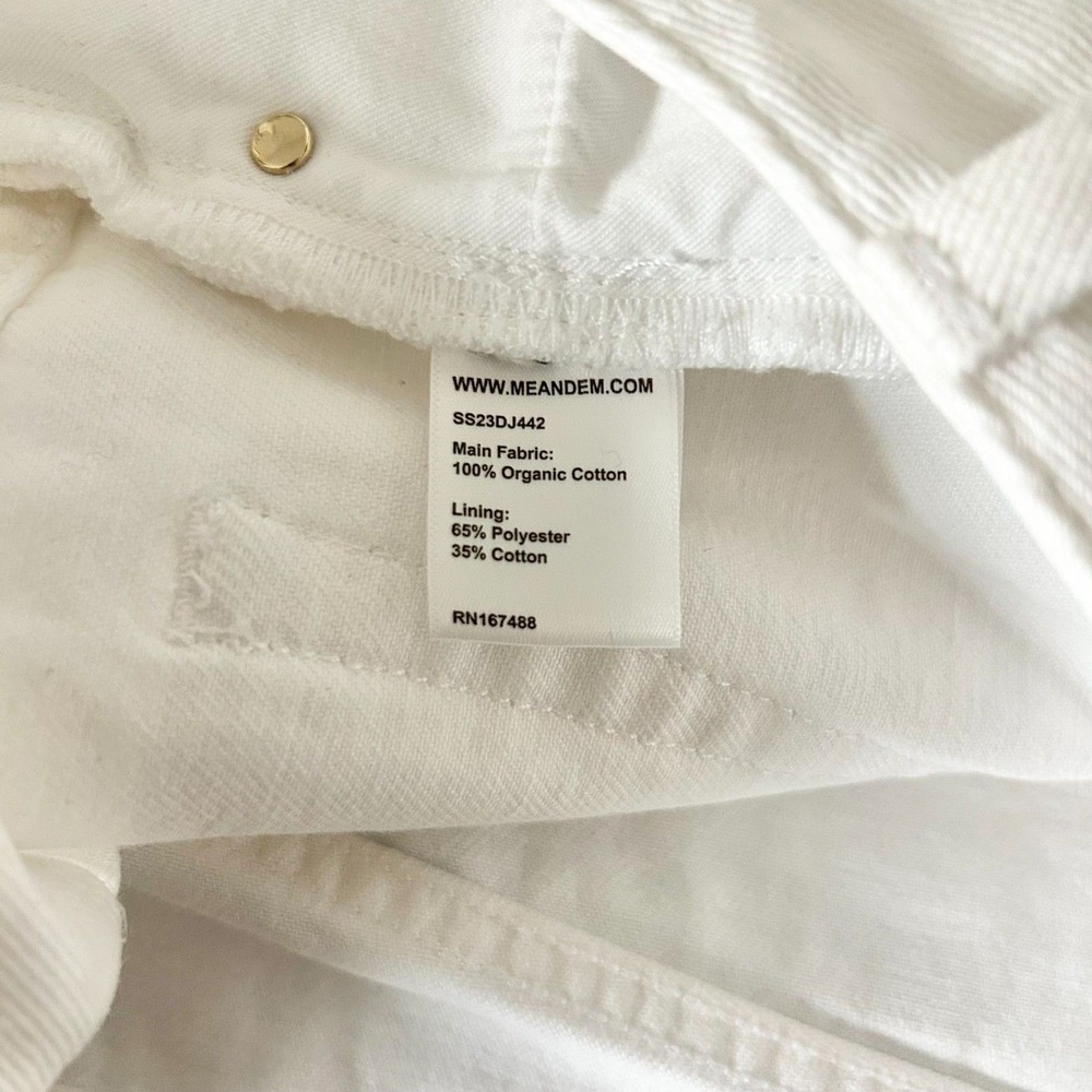 ME+EM White Organic Cotton A-Line High Rise Raw Hem Denim Shorts Size 31 - Picture 6 of 6
